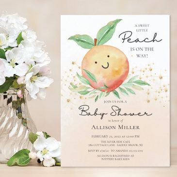 sweet little peach baby shower invitation