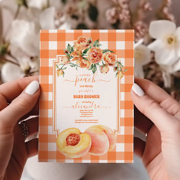 Small Sweet Little Peach Baby Shower Invitation Front View