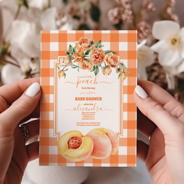 sweet little peach baby shower invitation