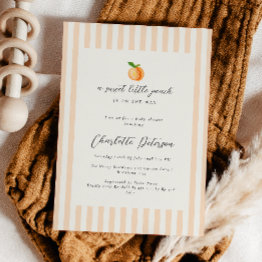 Small Sweet Little Peach Baby Shower Invitation Front View