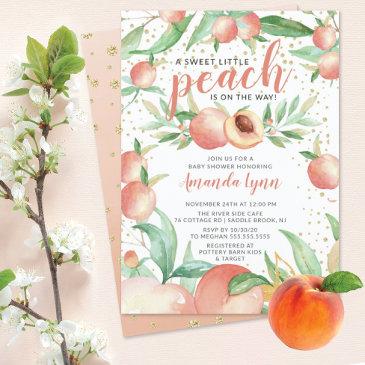 sweet little peach girls baby shower invitation