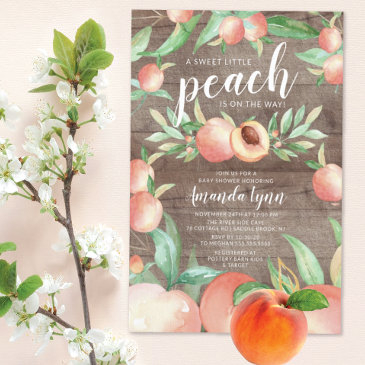 sweet little peach girls baby shower invitation