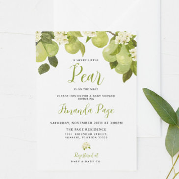 sweet little pear baby shower invitation