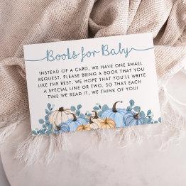 Small Sweet Little Pumpkin Blue Autumn Books For Baby Enclosure Invitations Front View