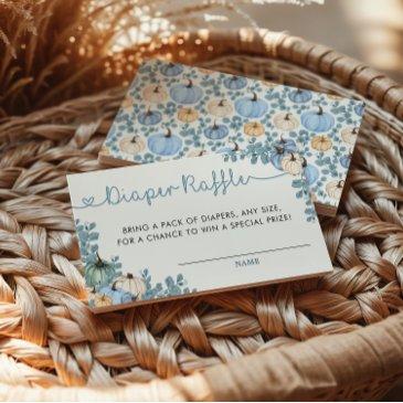 sweet little pumpkin blue autumn diaper raffle enclosure invitations