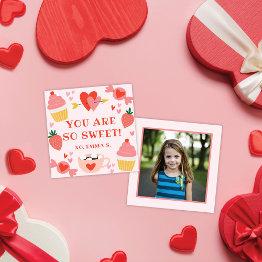 Small Sweet Pink Candy Valentine's Classroom Photo Invitations Front View
