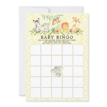 sweet safari animals bingo baby shower game invitation