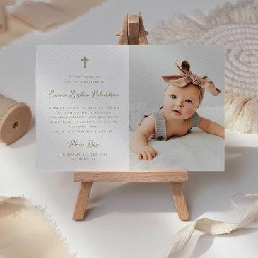 sweet simple | faux gold with photo baptism invitation
