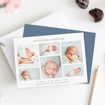 sweet six | photo collage birth announcement