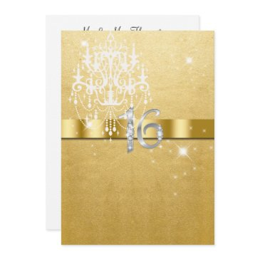 sweet sixteen, faux glitter, gold, white, custom invitation