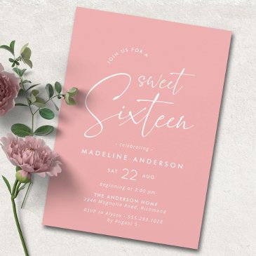 sweet sixteen | modern girly pink 16th birthday invitation