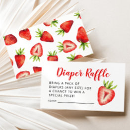 Small Sweet Strawberry Baby Shower Diaper Raffle Ticket Enclosure Invitations Front View