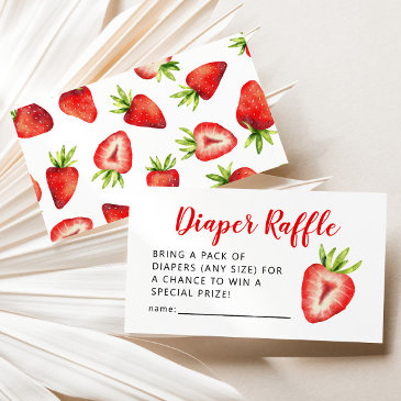 sweet strawberry baby shower diaper raffle ticket enclosure invitations