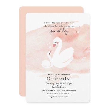 sweet swan baby shower invitation