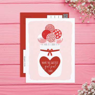 sweetest gal pal lollipop galentine's day greeting holiday postinvitations