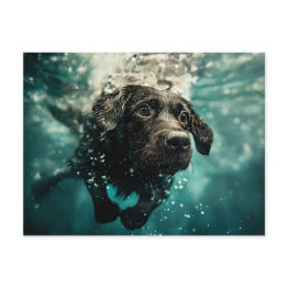 Small Swimming Labrador Puppy Underwater Design Postinvitations Front View