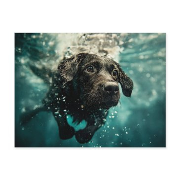 swimming labrador puppy underwater design postinvitations