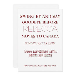 Small Swing By And Say Goodbye Going Away Farewell Party Invitation Front View