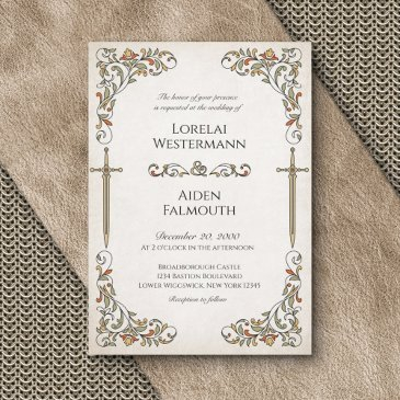swords gamer fantasy wedding invitation