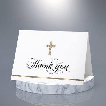 sympathy memorial religious cross white gold thank you invitations