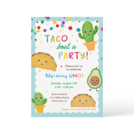 Small Taco Bout A Party Fiesta Birthday Invitation Front View