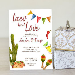 Small Taco Bout Love Couples Shower Mexican Fiesta Invitation Front View