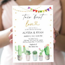 Small Taco 'bout Love Fiesta Cactus Bridal Shower Invitation Front View