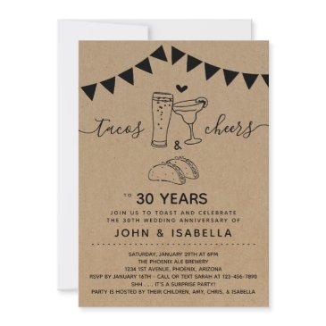 taco tequila cheers & beers wedding anniversary invitation