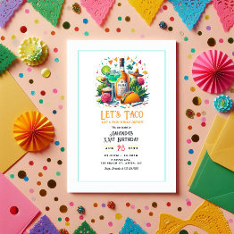 Small Taco & Tequila Nacho Average Fiesta Birthday Party Invitation Front View