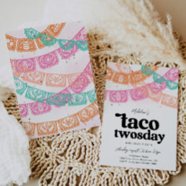 Small Taco Twosday Birthday Invitation Front View