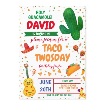 taco twosday boy birthday fiesta cactus mexican invitation