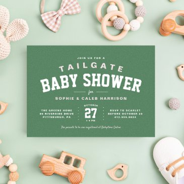tailgate baby shower fun light pink football theme invitation