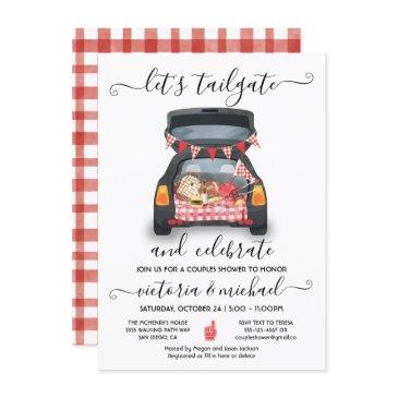 tailgate car football game bbq beer couples shower invitation