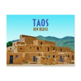 Small Taos Pueblos New Mexico Vintage Postinvitations Front View