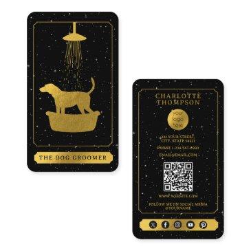 tarot logo dog grooming pet groomer black gold business invitations