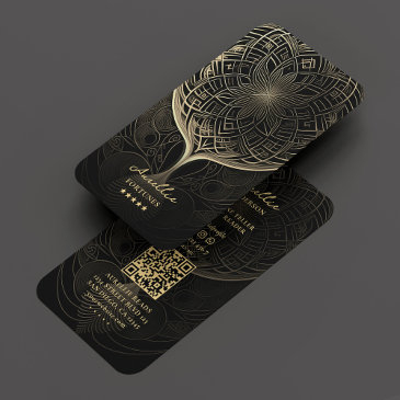 tarot reader psychic elegant black gold mandala business invitations
