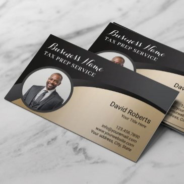 tax preparer financial advisor black & gold photo business invitations