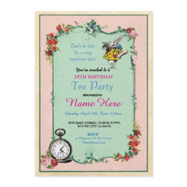 tea party 18th birthday alice in wonderland invite