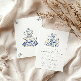 Small Tea With The Mom To Be Baby Shower Invitation Front View