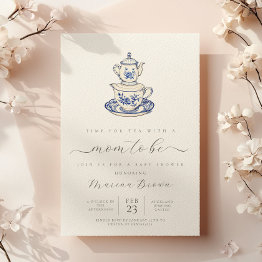 Small Tea With The Mom To Be Baby Shower Invitation Front View