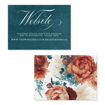 teal and terracotta floral wedding website business invitations