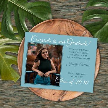 teal blue green minimalist graduation announcement postinvitations