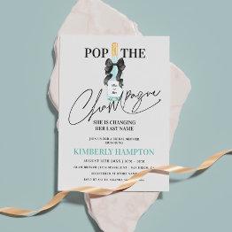 Small Teal Blue Pop The Champagne Bridal Shower Invitation Front View