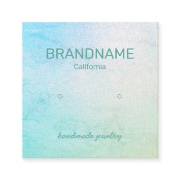 teal color gradient marble texture earrings studs square business invitations