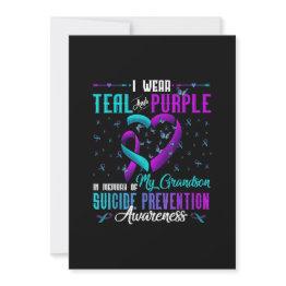 Small Teal Purple Grandson Suicide Prevention Awareness Invitation Front View