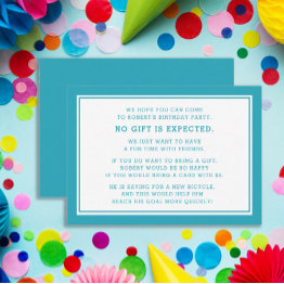 Small Teal White Fiver 5 Dollar Birthday Party Enclosure Invitations Front View