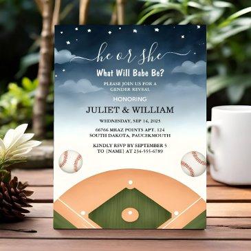 team ball game pitch fun baseball gender reveal invitation