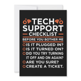 Small Technical Support Checklist Computer It Programmer Invitation Front View