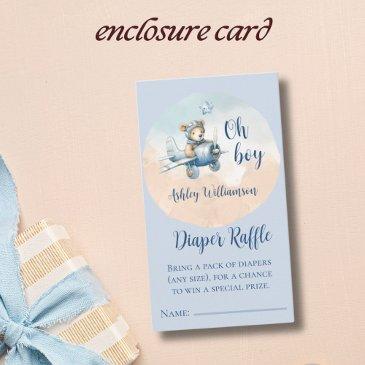 teddy bear aviator diaper raffle for baby shower enclosure invitations