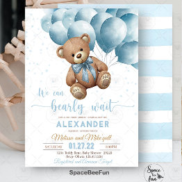 Small Teddy Bear Baby Shower Invitation We Can Bearly Wa Front View